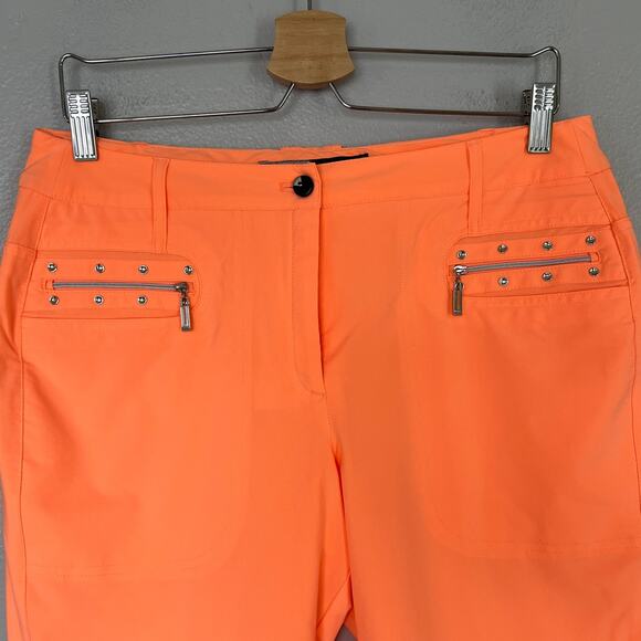 Jamie Sadock Women's Size 8 Passion Orange Golf Knee Shorts Zip Pockets Bermuda - Picture 3 of 12